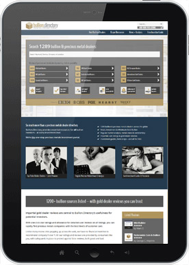 bullion dealers directory shown on a tablet