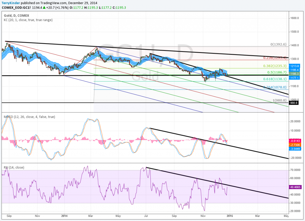 Gold Price Support Resistance Next Week (12-29-14): This week may well be critical in determining whether or not gold has a better year in 2015 than it did this year