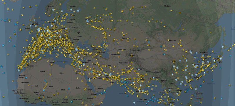 Screenshot of flightradar24.com