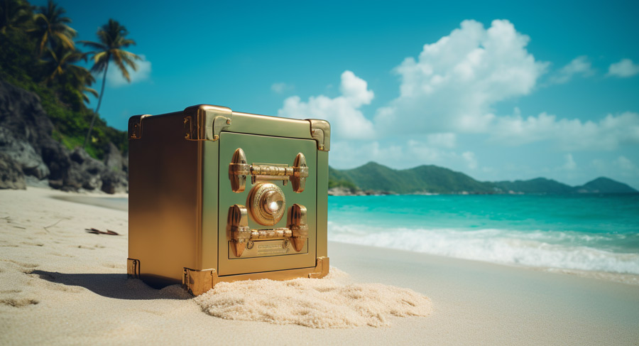 offshore-gold-ira-safe-on-beach
